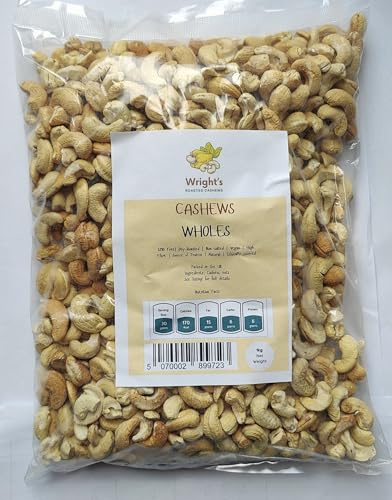 Wright's Cashews - Dry Roasted & Unsalted Cashew Nuts - Wholes - 1kg