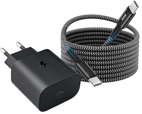 25W USB C-Laddare, Snabbladdare Strömförsörjning Super Fast Charger med 2M Snabbladdningskabel Nylon USB Typ C Laddningskabel för Samsung Galaxy S25 S24 S23 S22 Ultra S21 S20fe S10 A55 A53 A35 A15
