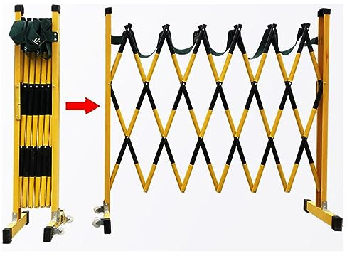 Work Zone Safety Barrier Expandable Gate - Retractable Metal Barricade Fence for Driveways, Garages, Loading Docks - Easy to Move and Secure - Effective Security Solution
