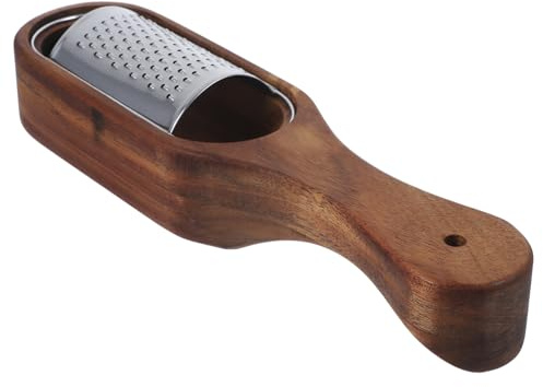 Rallador de Queso Multiusos de Acero Inoxidable y Madera Marrón
