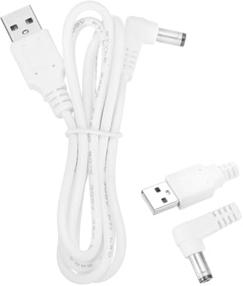QUARKZMAN 2 Stück USB auf DC Stromkabel 2A 5V DC Stromkabel 5.5mmx2.1mm Winkelstecker Ladekabel Adapter für Ventilator Kamera Telefon Tablet Geräte (1m, Weiß)