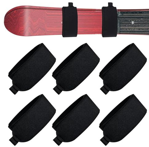 Fahoujs Lot de 6 sangles de fixation de ski réglables - Cravates de ski - Sangle de fixation pour le transport de matériel de ski - Facile à utiliser