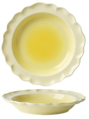 Plato rosa de cambio gradual plato de postre plato de pasta italiana plato de arroz casero -plato de 8 pulgadas / cambio gradual amarillo