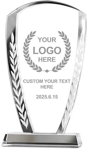 Emoragifou Kristall-Trophäe mit Gravur Wunschtext und Sportemblem nach freier Auswahl - Pokal Personalisiert für Mitarbeiterehrungen & Firmen-Jubiläen & Persönliche Meilensteine & Sport