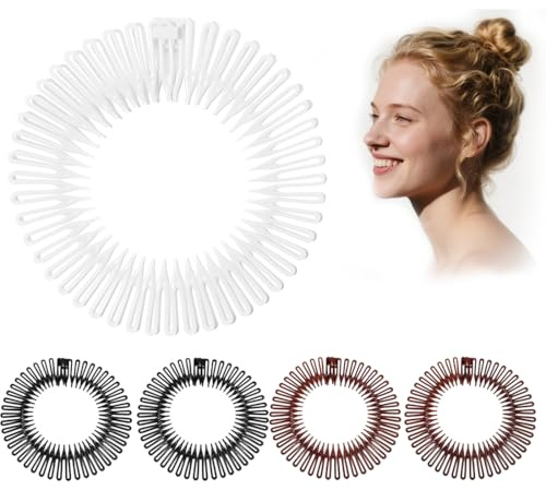 JRYXDS Voll Kreisförmig Stretch 5 Stücke Kamm Flexibler Kunststoff Haarkamm Kreis Haarbandhalter Stirnband Hair Comb