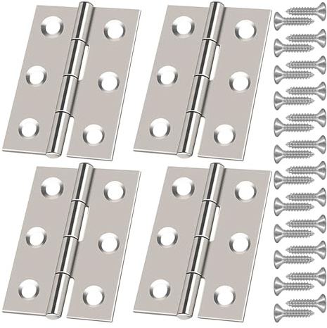 4 Morceaux De Charnières En Acier Inoxydable, Mini-Plans De Pliage, Accessoires En Boîte En Bois Bricolage, Adaptés Aux Projets De Bijoux/De Travail Du Bois.