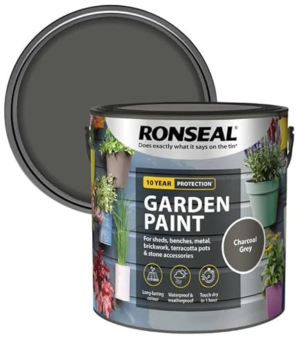 DUAYRA Garden Paint 2.5L | Quick Drying Outdoor Paints | All Purpose Long Lasting | Multicolor Water Based | Water Resistant Weatherproof Matt Finish | For Brickwork, Metal, Wood (Charcoal Grey)