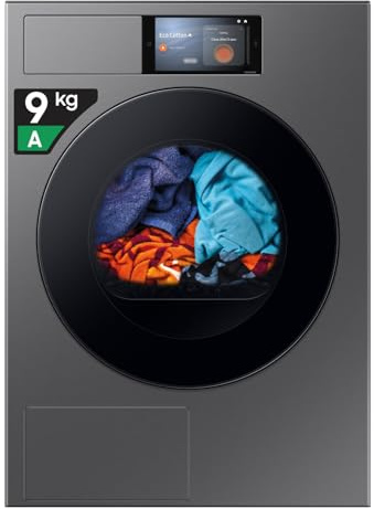 Samsung Asciugatrice Bespoke AI DV90F09F4S/U3, 9 kg, Pompa di Calore, Wifi, Controllo Vocale, Display AI Home, AI Dry, Carica Frontale, 60L x 85H x 60P cm