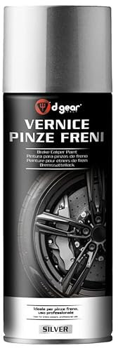 D-GEAR Vernice per Pinze Freno | Argento Lucido 400ml | Alta Temperatura 160°C | Finitura Professionale Resistente per Auto e Moto