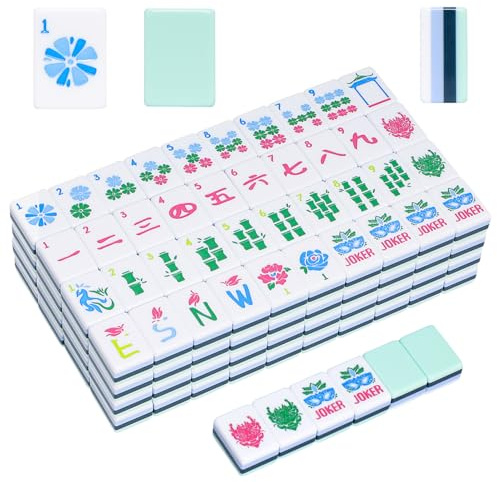 Jongyance American Mahjong Tile Set with160 Acrylic 4 Layer Engraved Mahjong Tiles, Mahjong Tiles Bag and Accessories