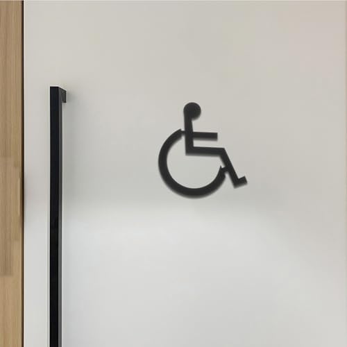 UKCOCO Plaque Toilette Handicap Acier Inoxydable Panneau Wc Accessible Aux Personnes à Mobilité Réduite Signalétique Visible et pour de Bain Publiques et