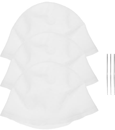 NIYANGLE 3 gorros para mechas: gorro de silicona para teñir el cabello con mechas, herramientas de coloración con ganchos de crochet, suministros para peluquería casera y uso profesional en salones