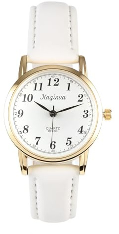 JSDDE Klassische Armbanduhr für Damen Lederarmband Damenuhr Vintage Armbanduhr Analoges Quarzwerk Uhr Kleideruhr