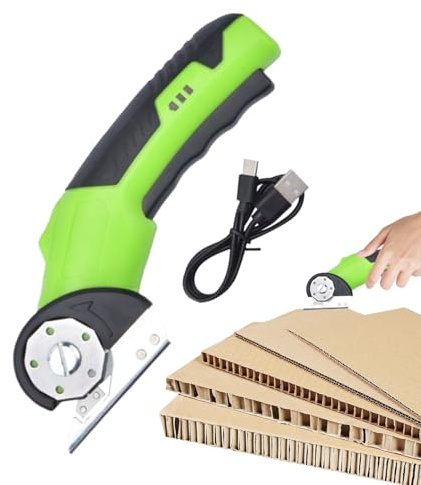 Cutter électrique en carton | Outil de coupe de tapis avec verrouillage de sécurité et lumière LED – Ciseaux électriques portables pour tapis, garage, cuir, carton, cuisine, artisanat et