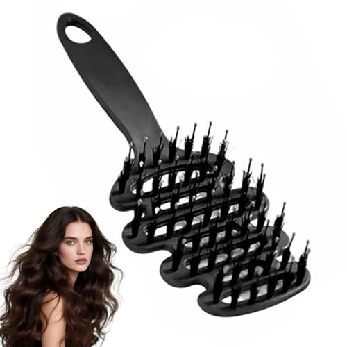 Cithway Volume+ Bristle Hair Brush, Slick Back Hair Brush Women, Cithway Boar Bristle Brush, Smoothing Brush, Reduces Frizz and Static, Adds Natural Shine (Black)