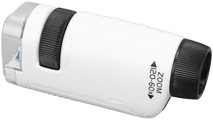 Eujgoov Tragbares Mikroskop -Taschengröße ABS -LED Handheld mit Optischer Linse 60 Bis 120 Fach Labor Mikroskope Outdoor Fangrekord für Tägliche Beobachtung mit Flexibles LED Licht