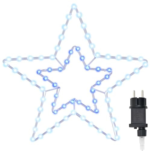 vidaXL Julstjärna med 72 LED-lampor Kall Vit 51.5 x 50 x 0.65 cm Järn, Julstjärna Ljus, Modern Utomhusdekoration, Dynamiska Ljus, Unik Säsongsbelysning, Elegant Belysning, USB-Anslutning