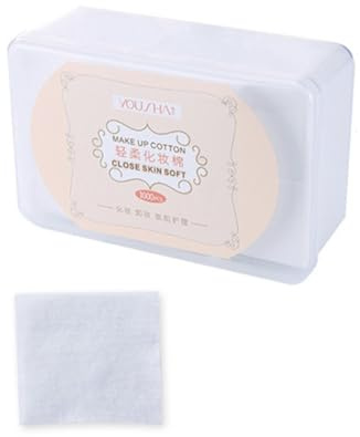 LIFKOME 1000 Stück Make Up Pads aus Weichem Vliesstoff Dünne Fusselfreie Kosmetikpads mit Aufbewahrungsbox Hautfreundlich und Abschminken im Alltag