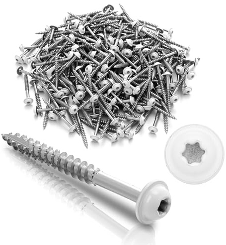 Frienda 2 Pound White Cabinet Screws Self Tapping Wood Star Drive Head Wood Lag Screws for Wall Cabinet, Furniture, Siding and Trim Plates Construction(#9 x 1-3/4 Inch)