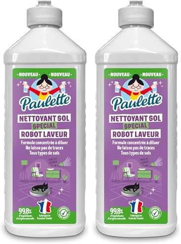 Paulette - Nettoyant Sol Spécial Robot Laveur - Parfums Lavande - Certifié Ecocert - Fabriqué en France - 500 mL (Lot de 2)