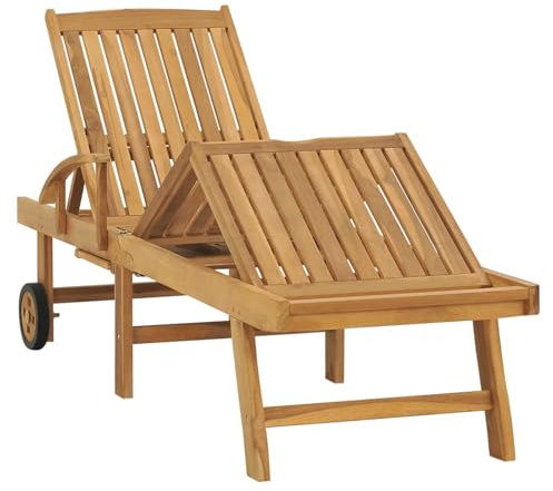 Gecheer Lettino prendisole, con tavolo in legno massello di teak, per giardino
