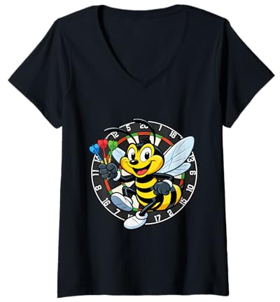 Damen Funny Wasp Darts Player Ally Pally Dartscheibe Design T-Shirt mit V-Ausschnitt