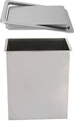 QWdfgS cestino con coperchio, Pattumiera con coperchio a ribalta, cestino rettangolare spazzolato incorporato for cucina/banco da lavoro/ristorante/9L(13L)