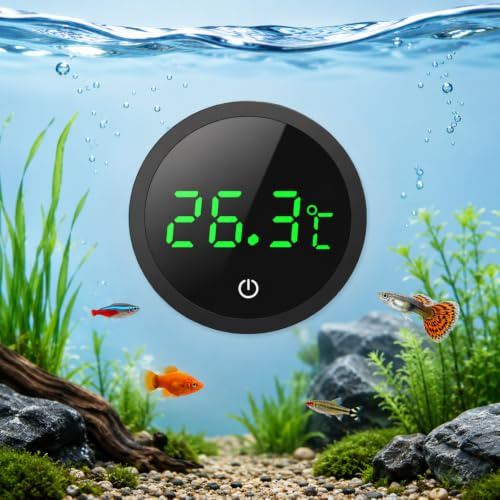 Mini thermomètre numérique pour aquarium avec affichage tactile LED, capteur de température haute précision avec capteur de température adhésif pour reptiles d'eau douce d'eau de mer