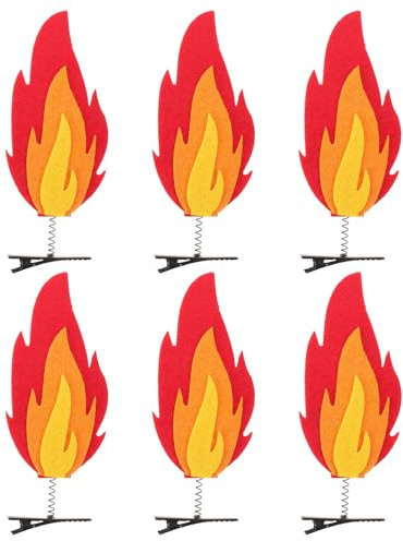 HAPINARY Barrettes Cheveux Rouges de Flamme, Lot de 6 Clips en Feutre et Fer Fixation Antidérapante pour Performances Scène et Usage Quotidien