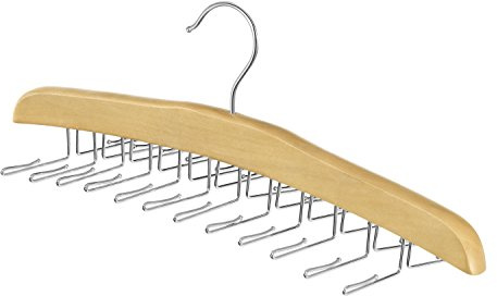 Whitmor Wooden Tie Rack Hanger for Closet, Necktie Holder Organizer with 24 Folding Hooks, 360 Degree Rotating Tie Rack for Men Ties, Belts, Scarves, Tank Tops, Accessories, 1 Pack