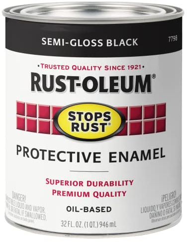 Rust-Oleum 7798502 Stops Rust Brush On Paint, Quart, Semi-Gloss Black