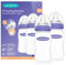 Lansinoh Baby Bottle Pack of 2 with NaturalWave Teat (240 ml), Anti-colic, Plastic 100% BPA & BPS free, Medium Flow silicone teat which is soft and flexible, purple