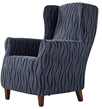 Zebra Andromeda - Elastische Husse für Ohrensessel Größe 1 Sitzer (Standard), Farbe Blau (Mehrere Farben verfügbar)