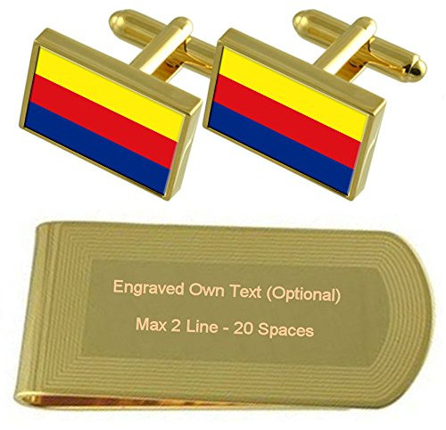 Select Gifts Noord-Holland Flagge Gold-Manschettenknöpfe Geldscheinklammer Gravur Geschenkset