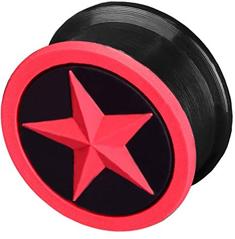 viva-adorno 1 Stück Flesh Plug Tunnel Ohr Piercing Silikon flexibel Stern Größe 4-26mm Z156