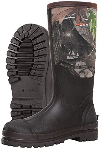 HSEA Rubber Boots for Men Waterproof Neoprene Rain Boots Insulated Outsole for Hunting Gardening Fishing and Outdoor Work