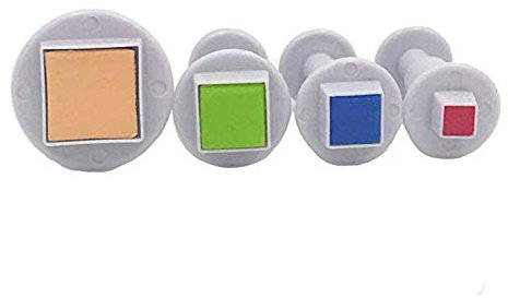 Square Plunger Cutter DIY Mold for Cupcake Toppers Fondant Cake Decorating,4-Pack