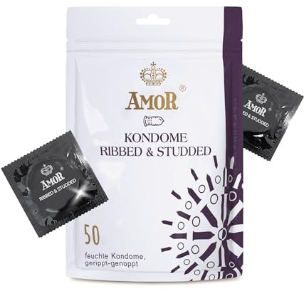 AMOR Premium Gerippt-Genoppt, Ø 54 mm, Transparent, 50 Stück