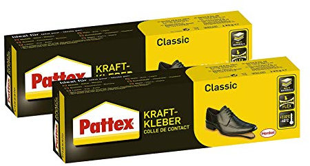 Pattex Kraftkleber Classic, extrem starker Kleber für höchste Festigkeit, Alleskleber für den universellen Einsatz, hochwärmefester Klebstoff (2x 125 g)