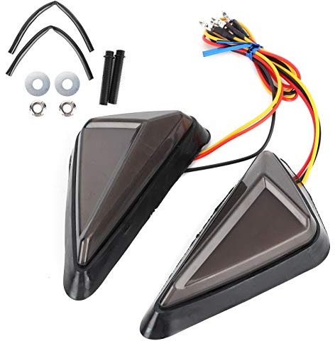 Qiilu Indicatore di direzione per motocicletta, 2 pezzi Indicatore LED triangolare a forma di L universale Indicatore di direzione per motocicletta Luci di guida(Bianco Giallo)