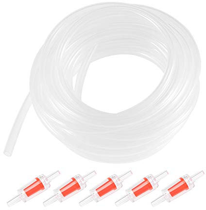 sourcing map Silicone Tube 4mm ID 6mm(1/4) OD 5m Aquarium Pompe Air Tuyau Eau Tuyau Silicone Caoutchouc Tube Transparent avec Clapets Anti-retour
