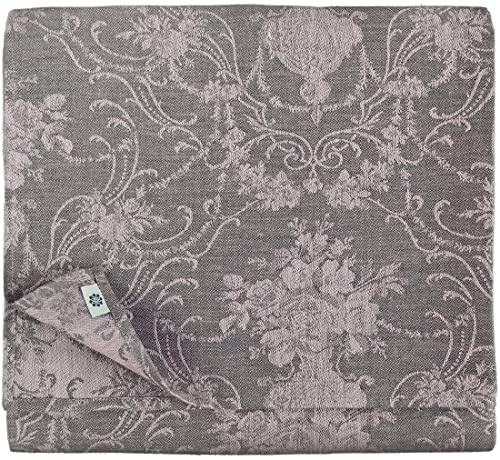 Linen & Cotton Luxus Jacquard Tischdecke Tischtuch Tischwäsche Roseus mit Damast Muster -100% Leinen, Rose/Grau (147 x 220 cm) Lang Festliche Rechteckige Home Küche Dekoration Gastronomie Geburtstag