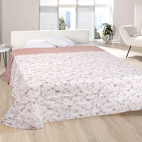 Bestlivings Tages-Decke XXL (220x240 cm) mit wattierter Zwischenlage (Florina) Bettüberwurf - Überwurfdecke, Sommerdecke gesteppt - Steppdecke, Wendedecke