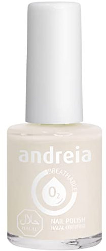 Andreia Nagellack Halal - Atmungsaktiv Luft - Wasser-Durchlässig - Ungiftig Farbintensiv - Naturkosmetik - Farbe B22 Milchweiß 10.5 ml