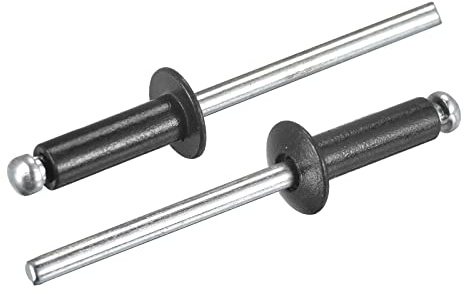 sourcing map 200Stk Blindnieten 4mmx12mm Flach Rundkopf Niete Schwarz | für Metallplatten Fügen