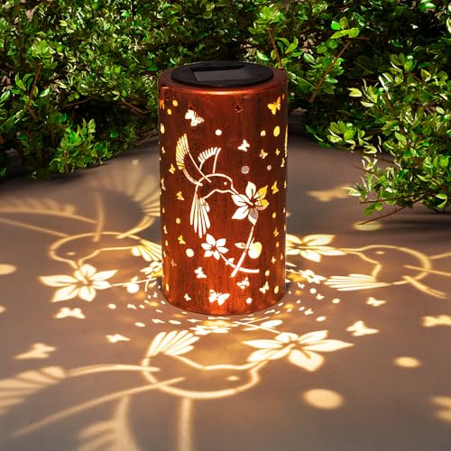 Hummingbird Solar Lights Outdoor Garden, Unique Birthday Gifts for Nan, Grandma & Women, Garden Ornaments Gardening Presents