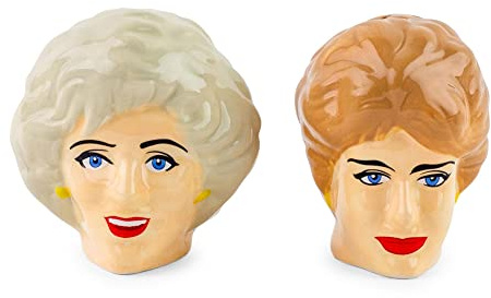 Salero y pimentero de cerámica The Golden Girls Rose and Blanche, juego de 2