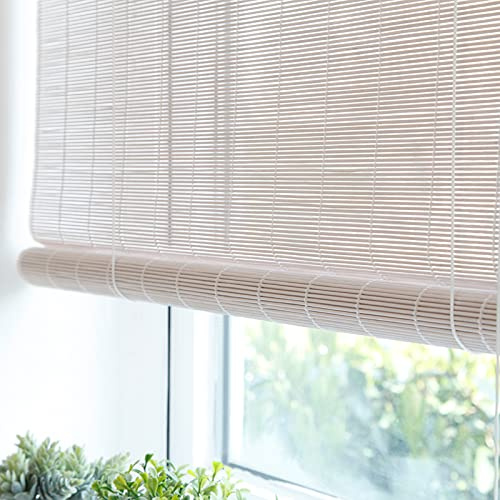 YUJIANHUAA Bambusrollo Rollos Weiße römische Fenstervorhänge,Patio-Schlafzimmer Badezimmer Blackout Bambusrollo,Sichtschutz Rollo für Fenster und Türen,60% Shading Rate,Anpassbar (90x200cm(36x79in))