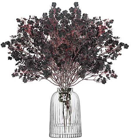 Uieke 15 Bundles Babys Breath Fabric Cloth Artificial Flowers European Fake Silk Flowers Real Touch Faux Artificial Gypsophila Bouquet for Home DIY Wedding Party Halloween Xmas Décor (Black)