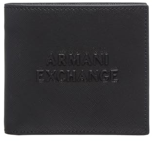 Armani Exchange Men's Panarea, Embossed Logo Bi-Fold Wallet, Black